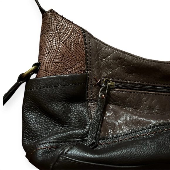 The Sak Espresso Brown Pebble Leather Patchwork Purse - Picture 5 of 8